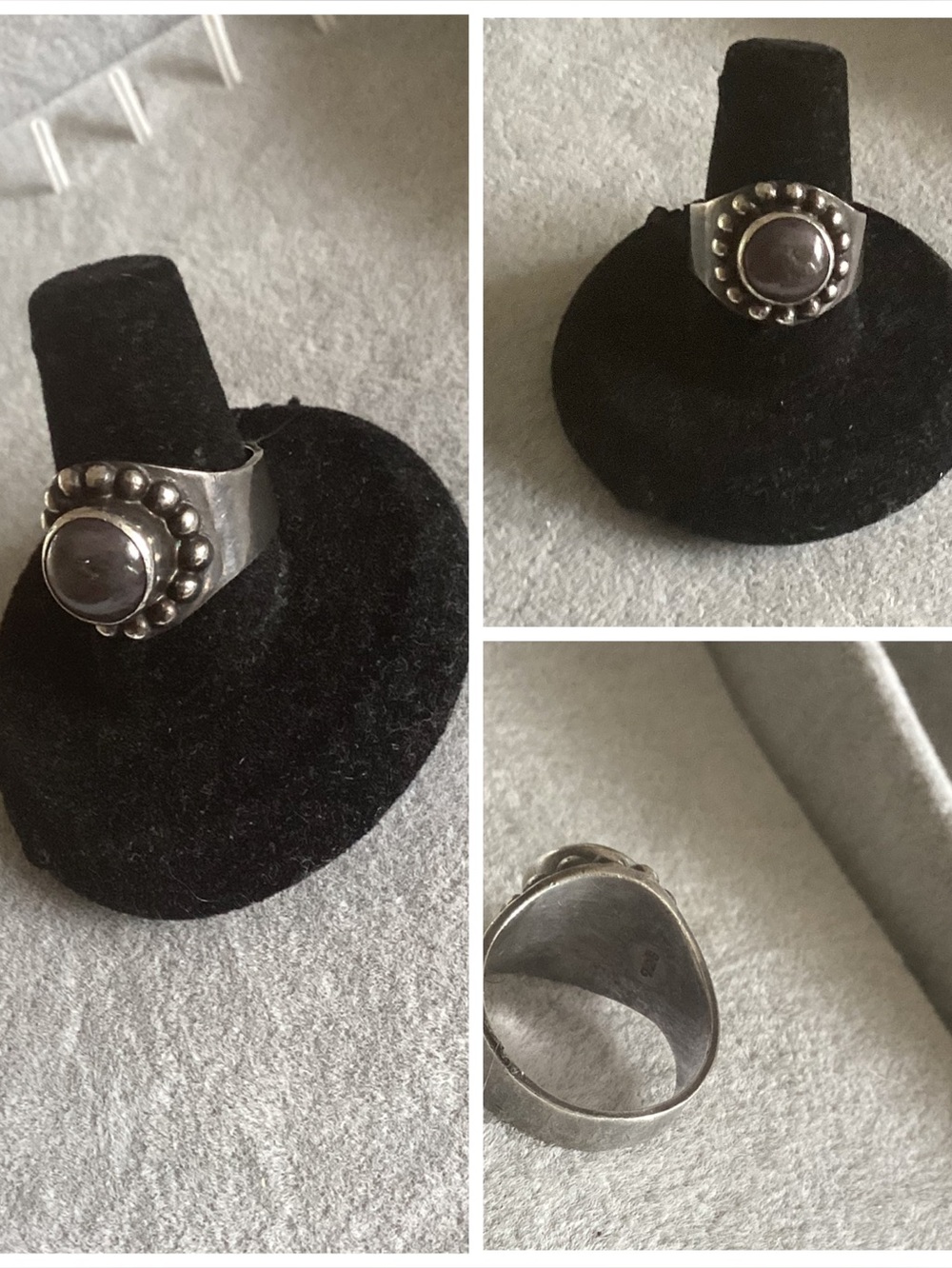 🪷 Vintage Sterling Silver Purple Stone Ring Size 7.5
